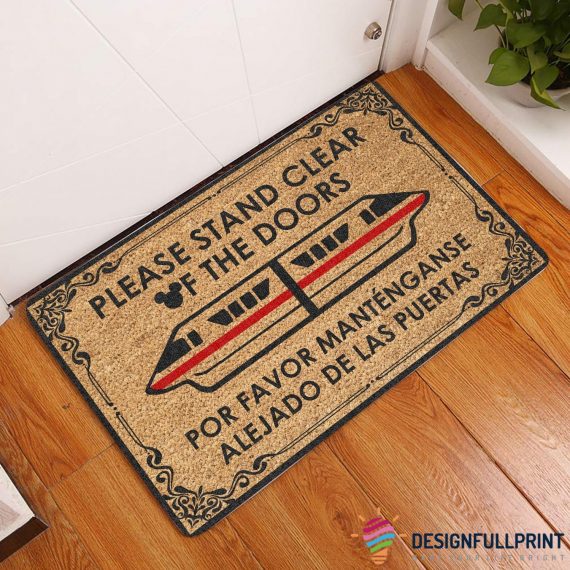 Please Stand Clear Of The Door Coir Pattern All Over Printing Non-Slip Rubber Backing Doormat Hg Por Favor Mantente Alejada De Las Puertas Felpudo