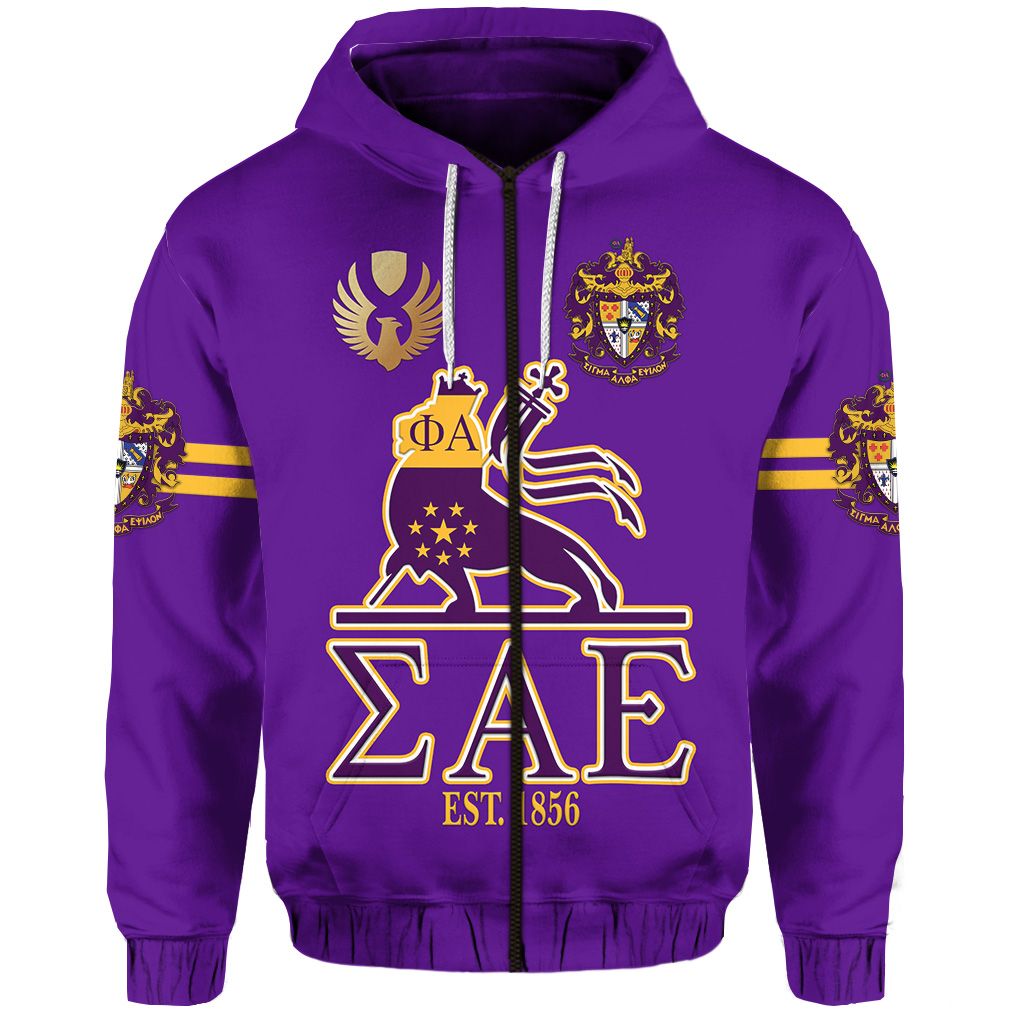 Sigma Alpha Epsilon Sae Zip Hoodie Lion Vibes – Purple Lt8