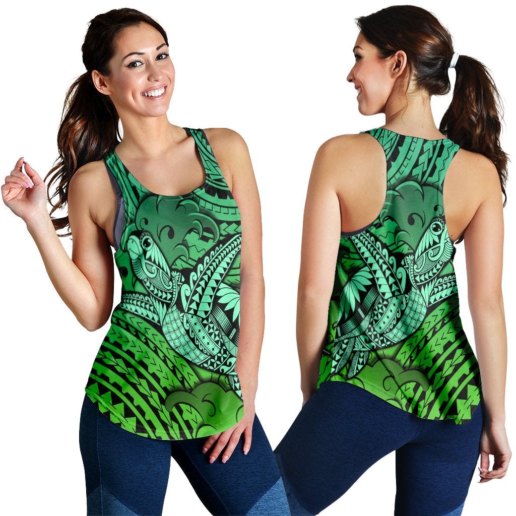 Hawaiian Turtle Wave Racerback Tank News Style Green Ah Ha81174