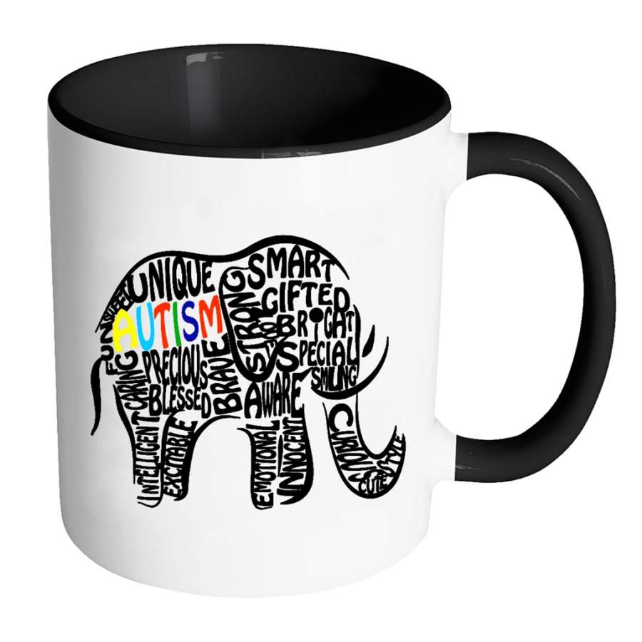 Autism Awareness Elephant (w) – Full-Wrap Coffee Colors Accent Mug