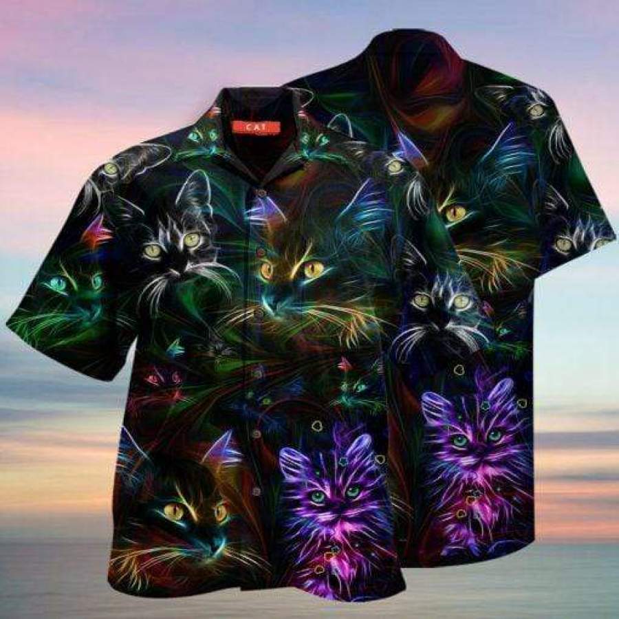 Colorful Cat Aloha Full Printing Hawaii Shirts Ha12489