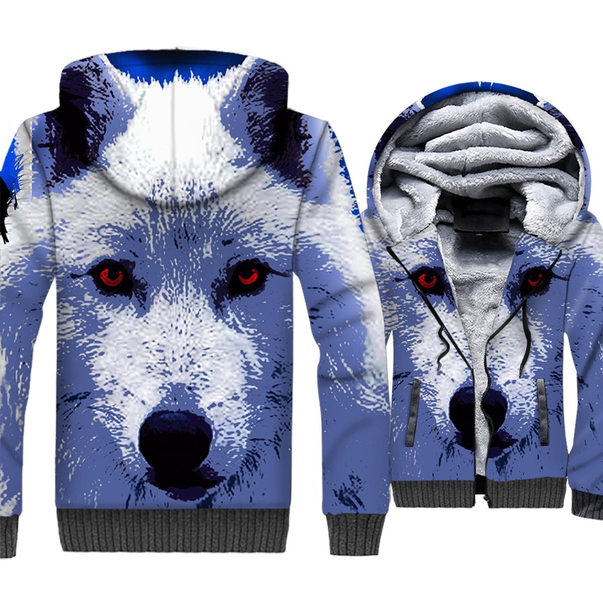 Animal Jackets – Animal Series Snow Wolf Super Cool 3D Fleece Jacket