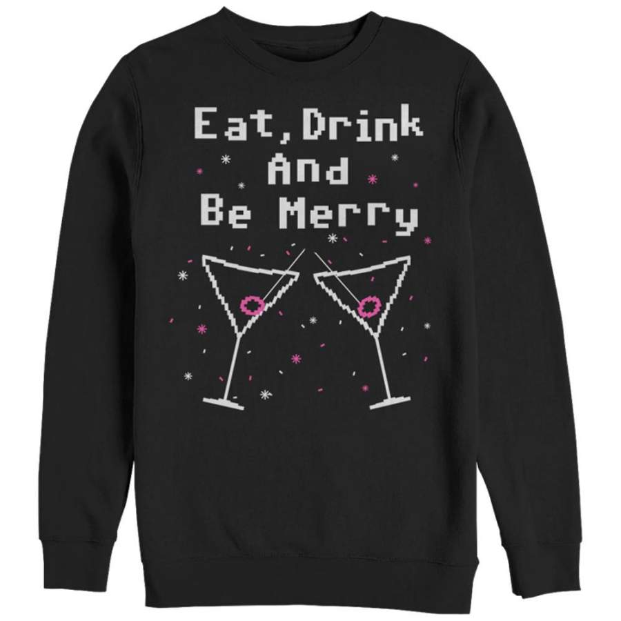 CHIN UP Women’s Christmas Drink Be Merry  Sweatshirt Black S