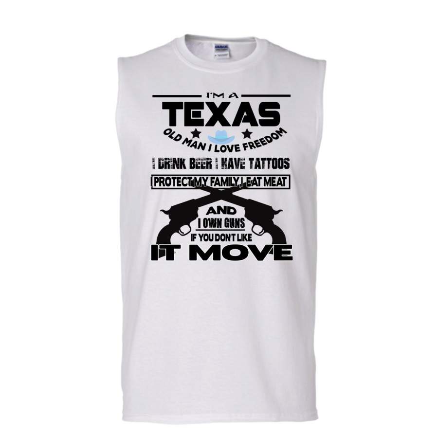 I’m A Texas Old Man T Shirt, Coolest Texas Man T Shirt, Awesome t-shirts (Men’s Cotton Sleeveless)