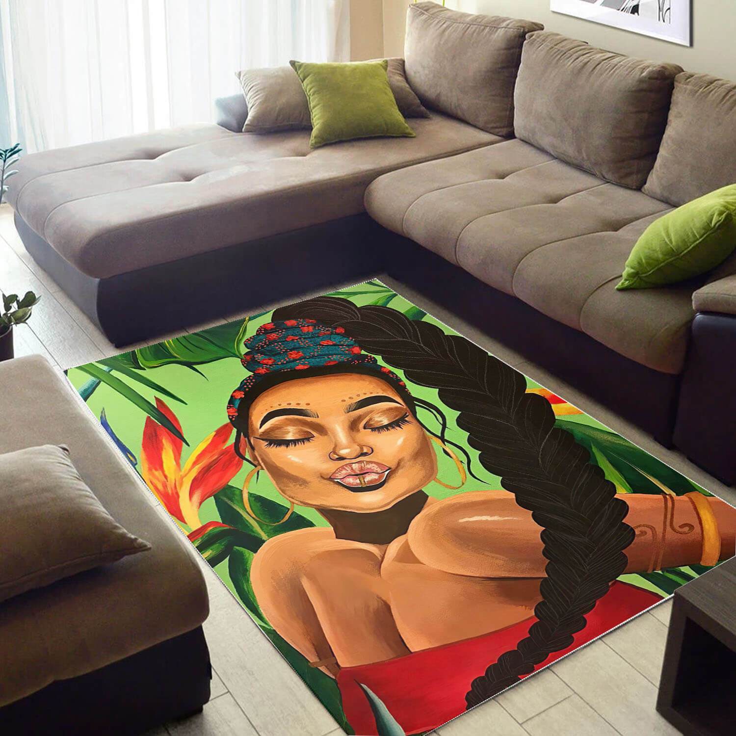 African American Area Rugs Pretty Black Afro Lady African Themed Area Rugs Afrocentric Home Decor BPS13598