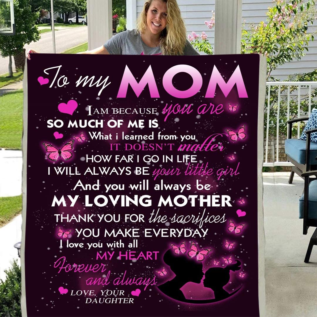 To my mom love your daughter personalized custom 3d custom fleece photo blanket fan gift