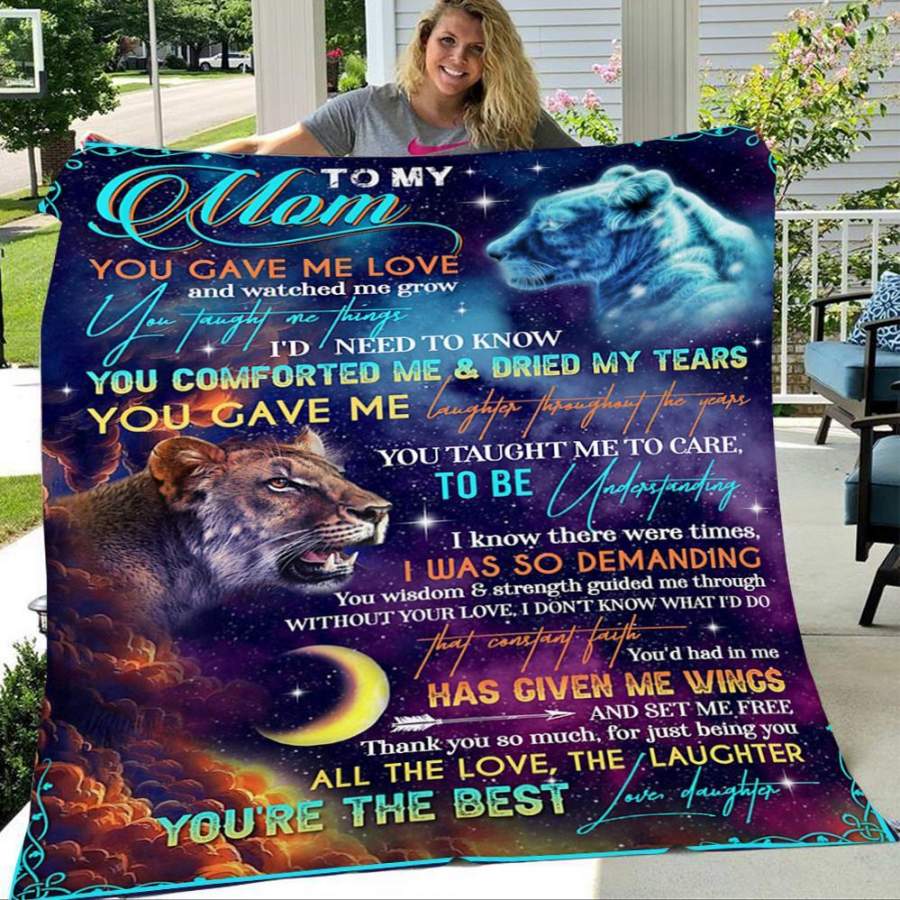 To My Mom You Are The Best Love Your Daughter Lion Fleece Blanket Christmas Gift Ideas