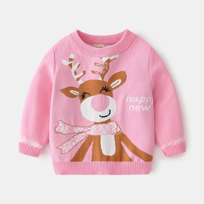 Children’s sweater a hair generation girl cartoon Christmas deer Jacquard Cashmere warm knitted sweater alx