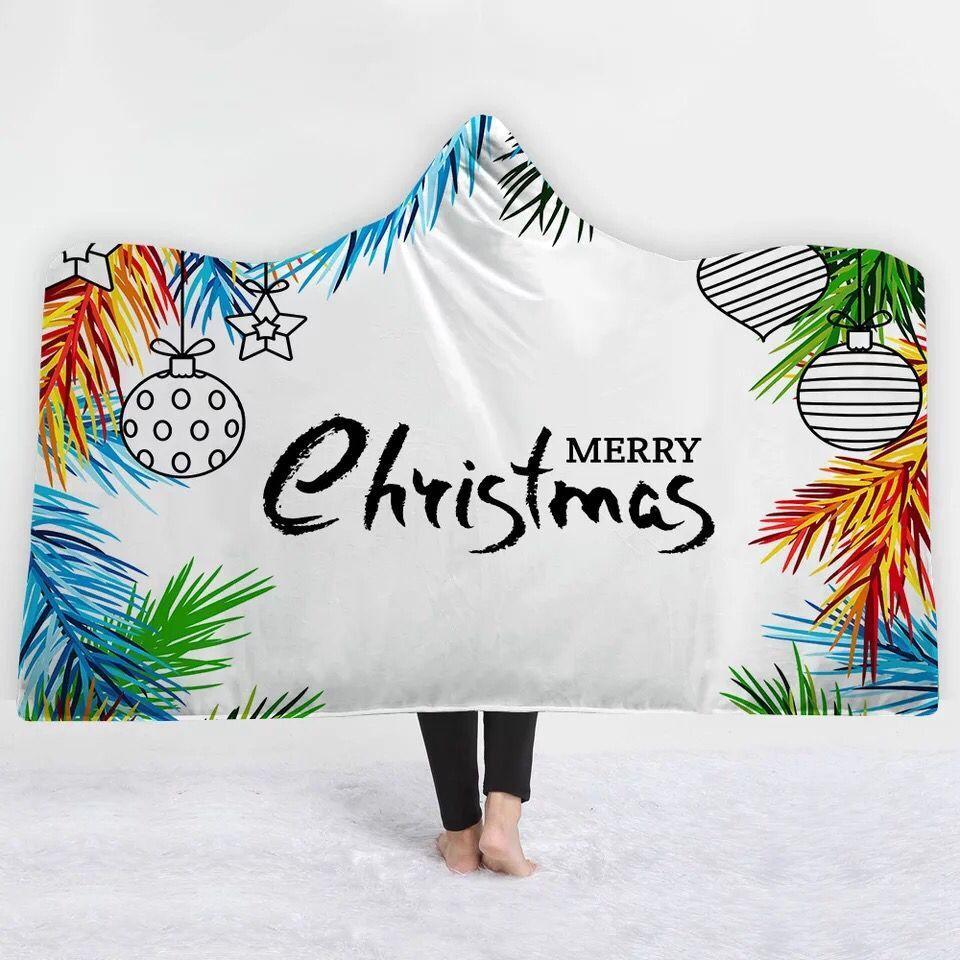 Merry Christmas Hooded Blanket – Candy White Blanket