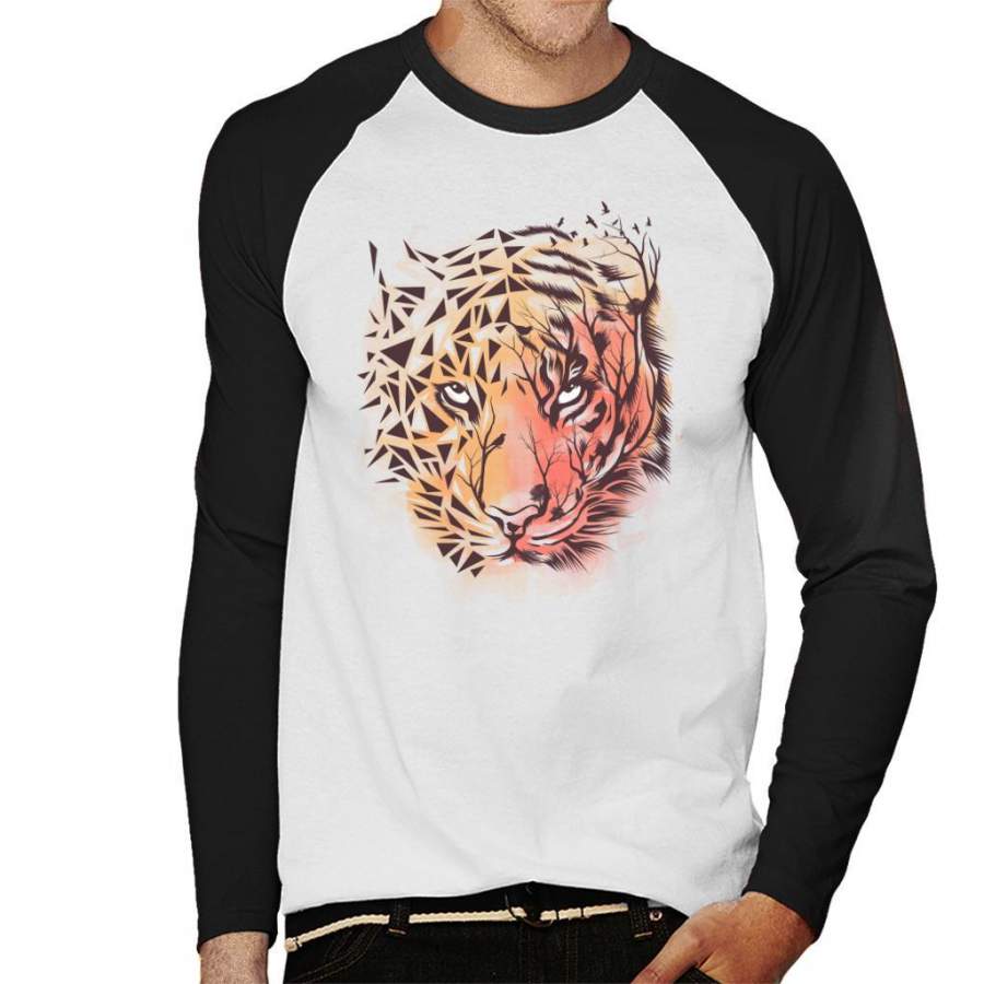 Geometric Tiger Men’s Baseball Long Sleeved T-Shirt