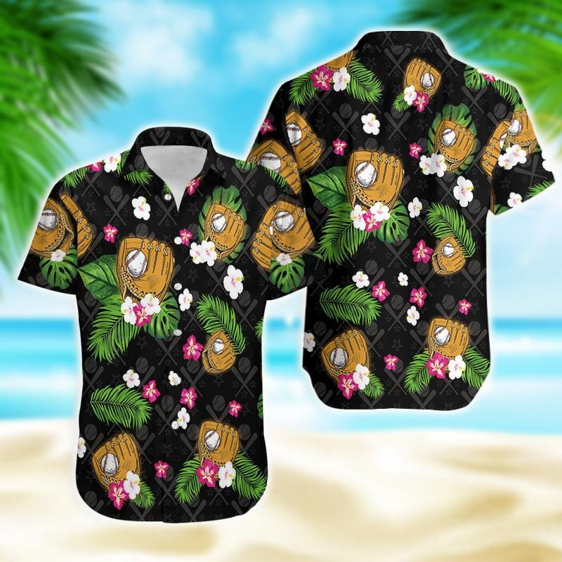 Floral Baseball Summer Tropical Hawaii Aloha Shirts Ha55746