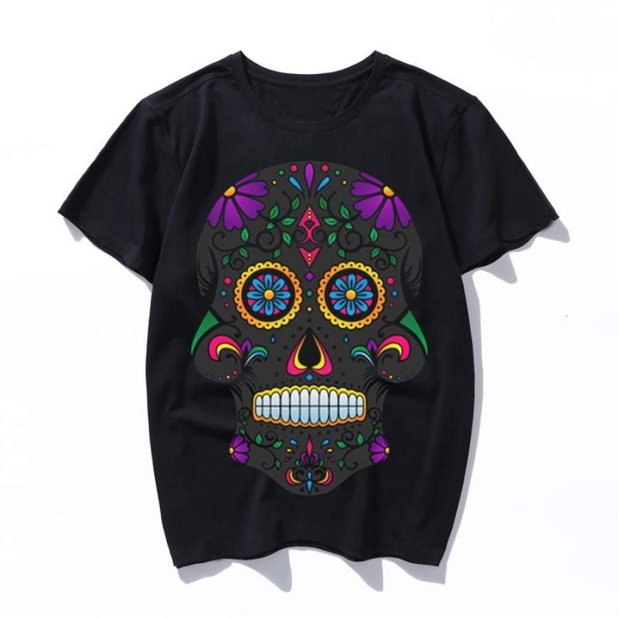 calavera skull design Women 2019 Summer Camiseta Mujer Aesthetic Ulzzang Print Tops Harajuku Men T Shirt Casual Vogue Kawaii Streetwear