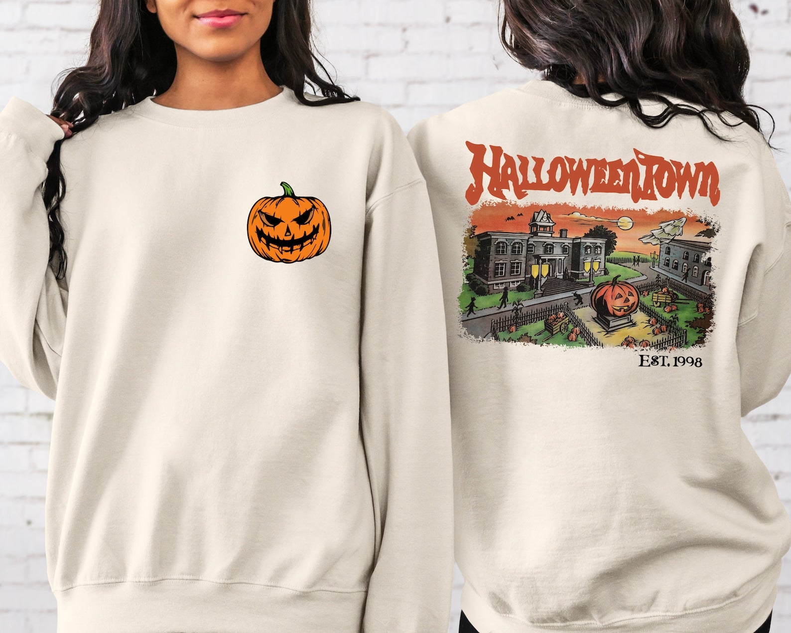 Halloweentown University Front And Back Sweatshirt,Vintage Halloween Sweatshirt,Halloweentown University Sweatshirt,Halloweentown Est 1998 Sweatshirt