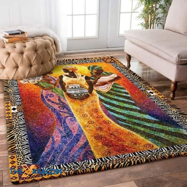 African Girls With Colorful Clothes Rectangle Area Rug Floor Decor