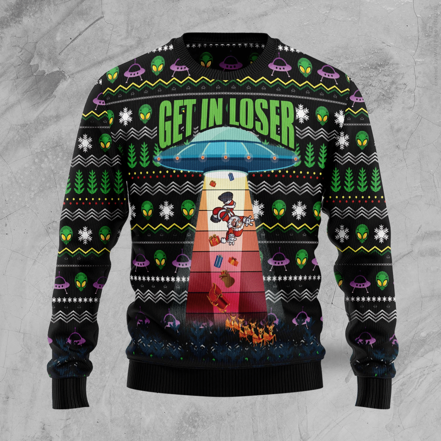 Alien Get In Loser Christmas Ugly Sweater