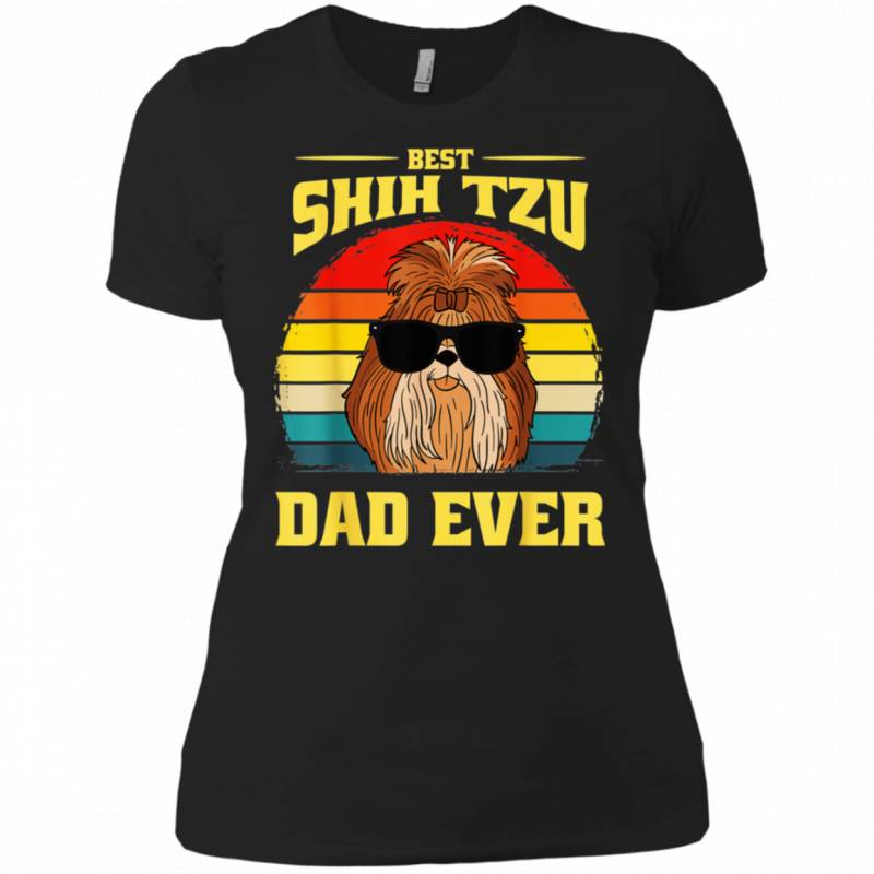 Best Shih Tzu Dog Dad Father Papa Ever Puppy Cute Retro Shirt NL3900 Next Level Ladies Boyfriend T-Shirt