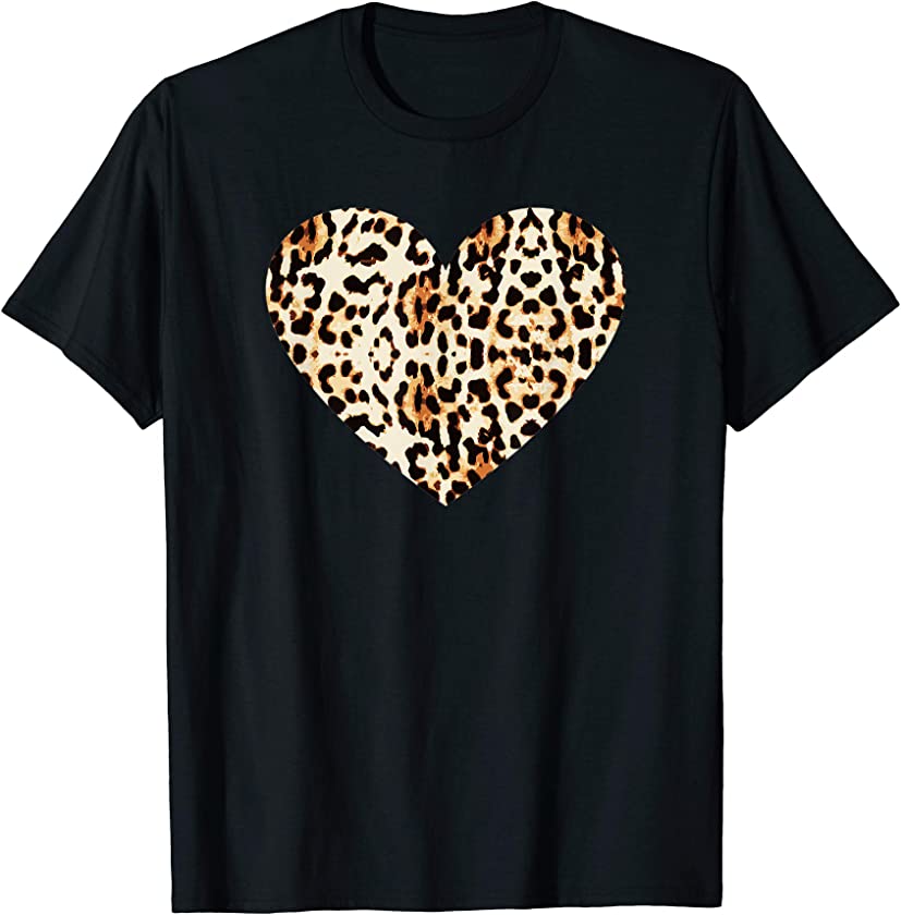 Cool Cheetah Leopard Print Heart T-Shirt T-Shirt