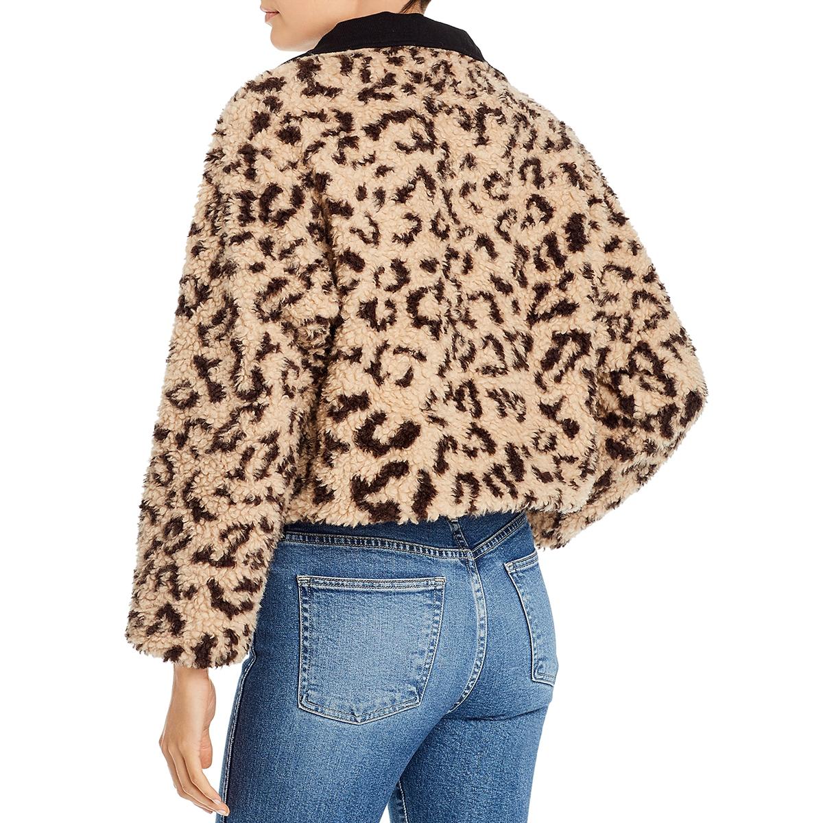 Womens Sherpa Animal Print Pullover Sweater