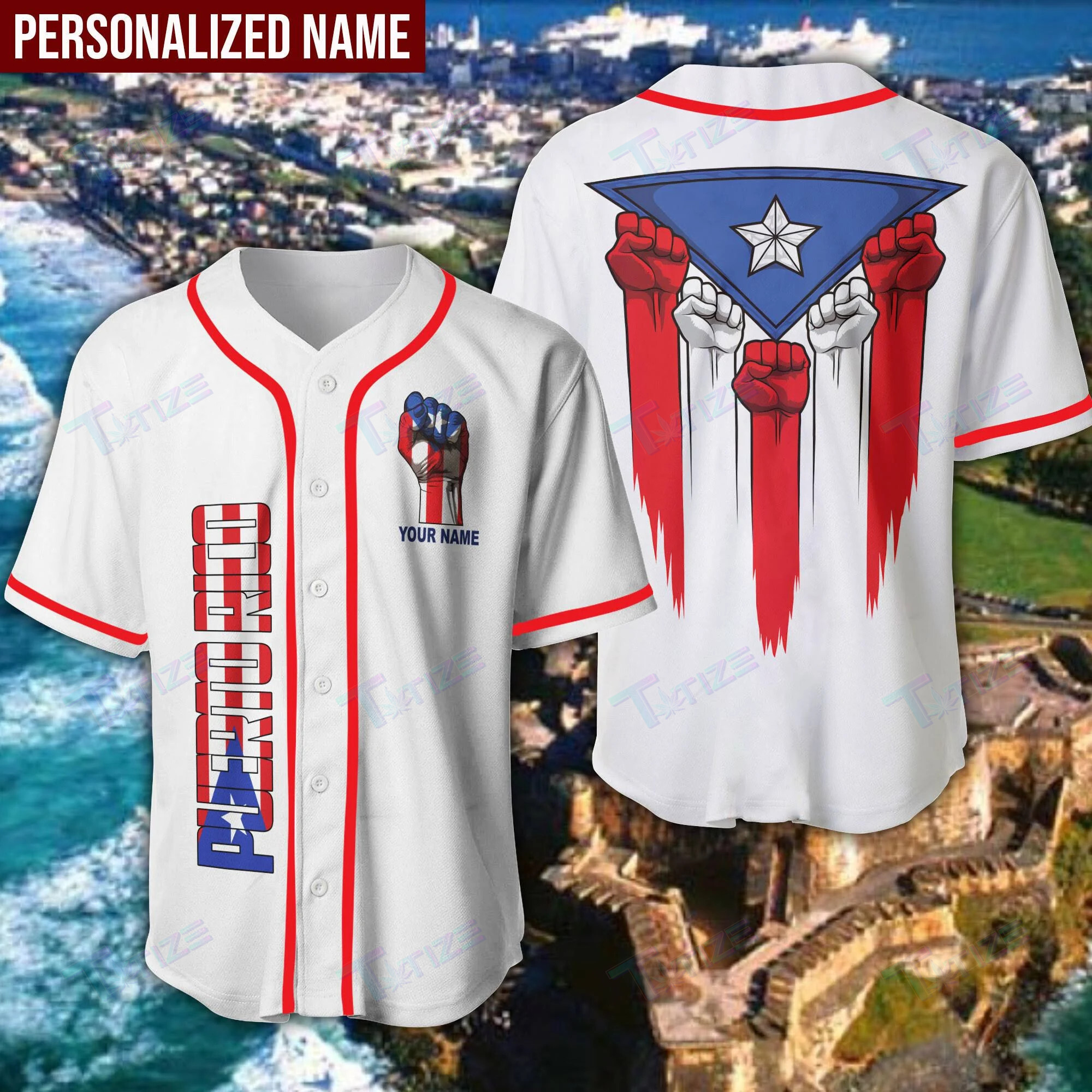 Puerto Rico Hand Raising Flag Custom Name Baseball Jersey Father'S Day Baseball Shirt Trending Fashion Design By PeckShirt 2024