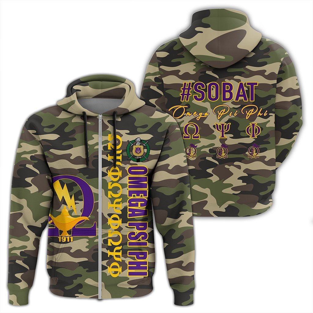 Fraternity Hoodie – Omega Psi Phi Camouflage Style Zip Hoodie