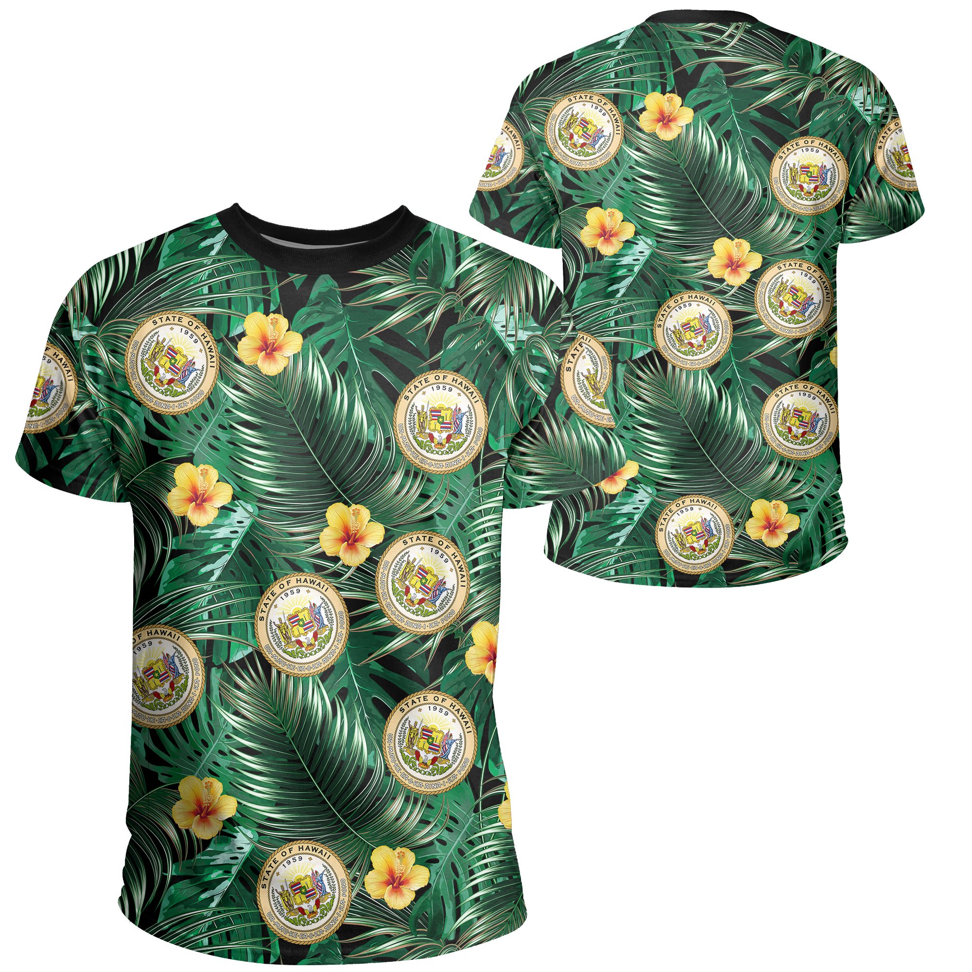 Hawaiian Map Coat Of Arms Tropical Summer Style Ah Ha9243