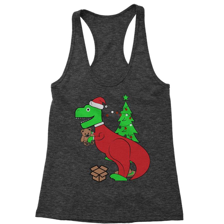 Tyrannosaurus Rex Ugly Christmas Racerback Tank Top for Women