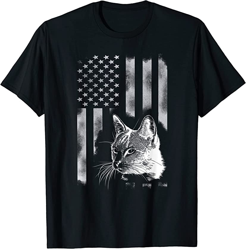 American Flag Cat kitty Kitten Patriotic USA 4th of July T-Shirt