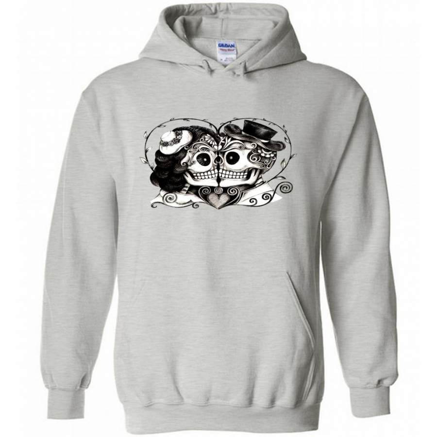 Couple Skulls Together Forever Valentine Gift – Gildan Heavy Blend Hoodie