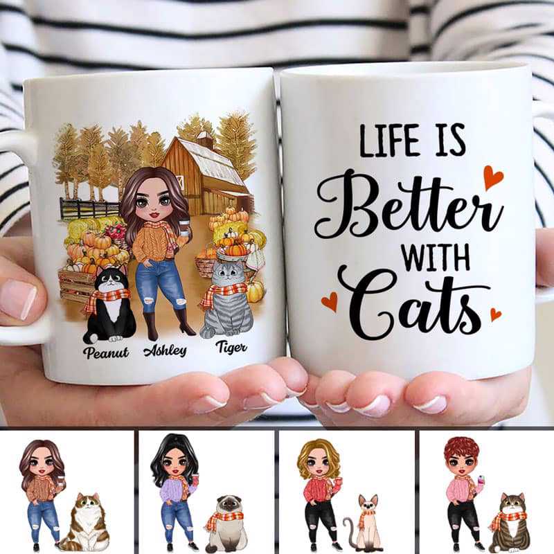 Cat Mom In The Pumpkin Patch Personalized Mug