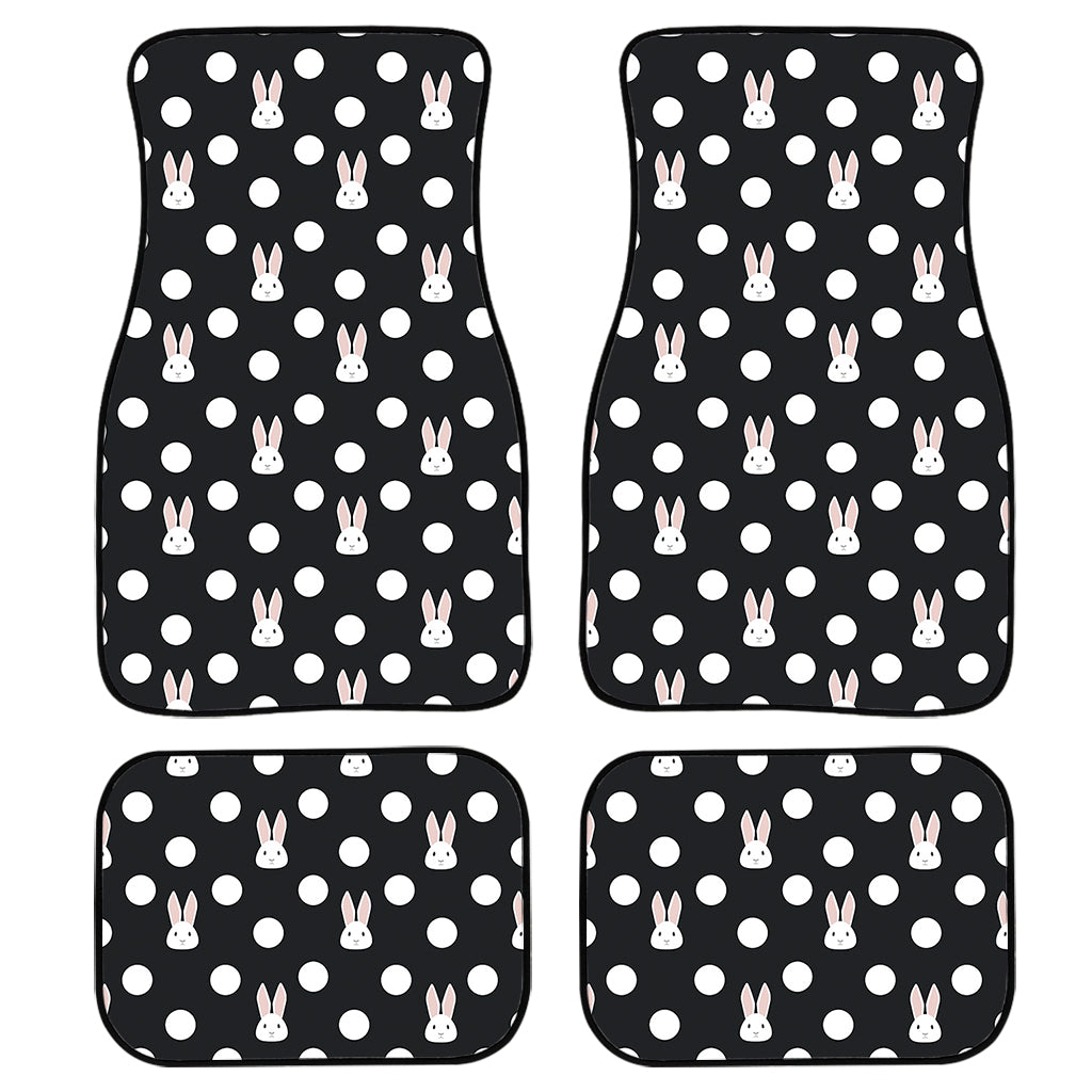 Polka Dot Rabbit Pattern Print Front And Back Car Floor Mats