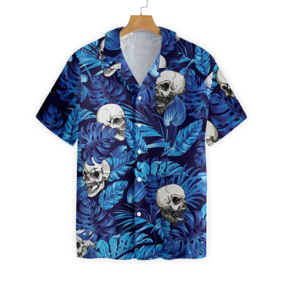 Blue Tropical Floral Summer And Skull Hawaii Shirt Ha39905