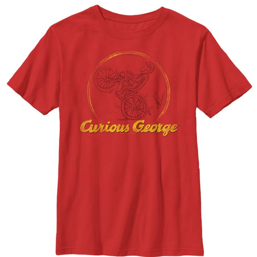 Curious George Boy’s Wheelie Bike Monkey  T Shirt