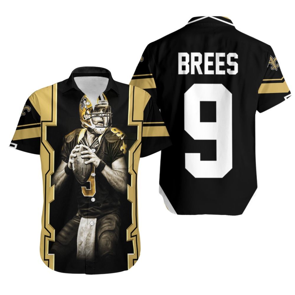 Drew Brees New Orleans Saints Black Hawaiian Shirt