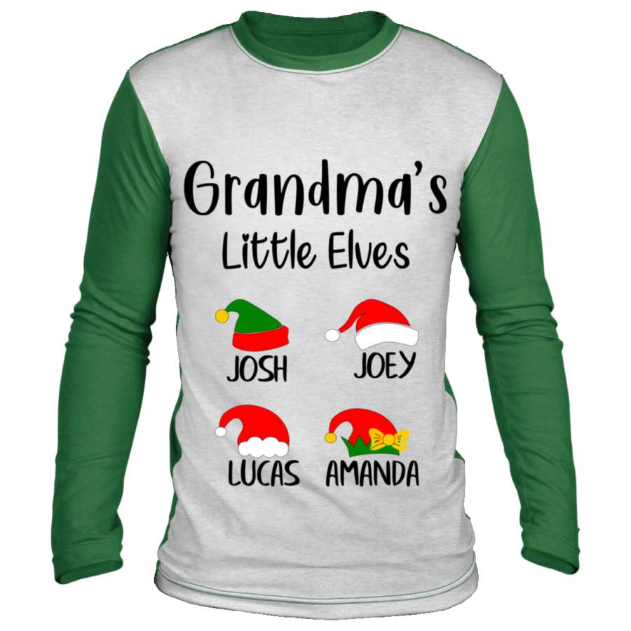 Personalized Grandma’s little elves christmas Long Sleeve