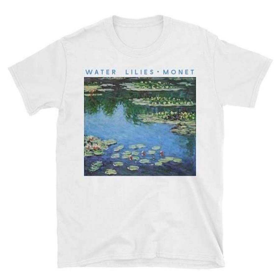 Unisex Tumblr Grunge T-Shirt Claude Monet Painting Water Lily T-Shirt Art Aesthetic Shirt Casual White Top