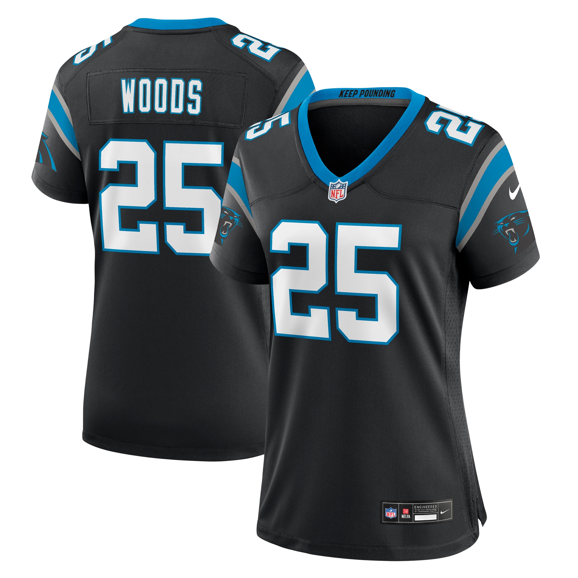 Women’s Carolina Panthers Xavier Woods Black Team Game Jersey