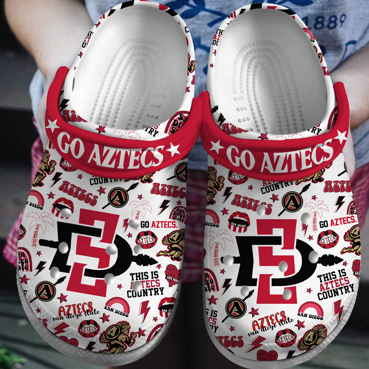 San Diego State Aztecs NCAA Sport Crocs Crocband Clogs Shoes Comfortable For Men Women and Kids 2