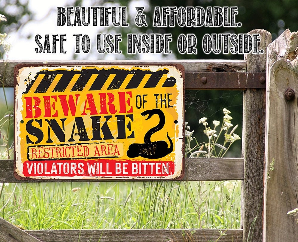 Beware Snake – 8″ x 12″ or 12″ x 18″ Aluminum Tin Awesome Metal Poster