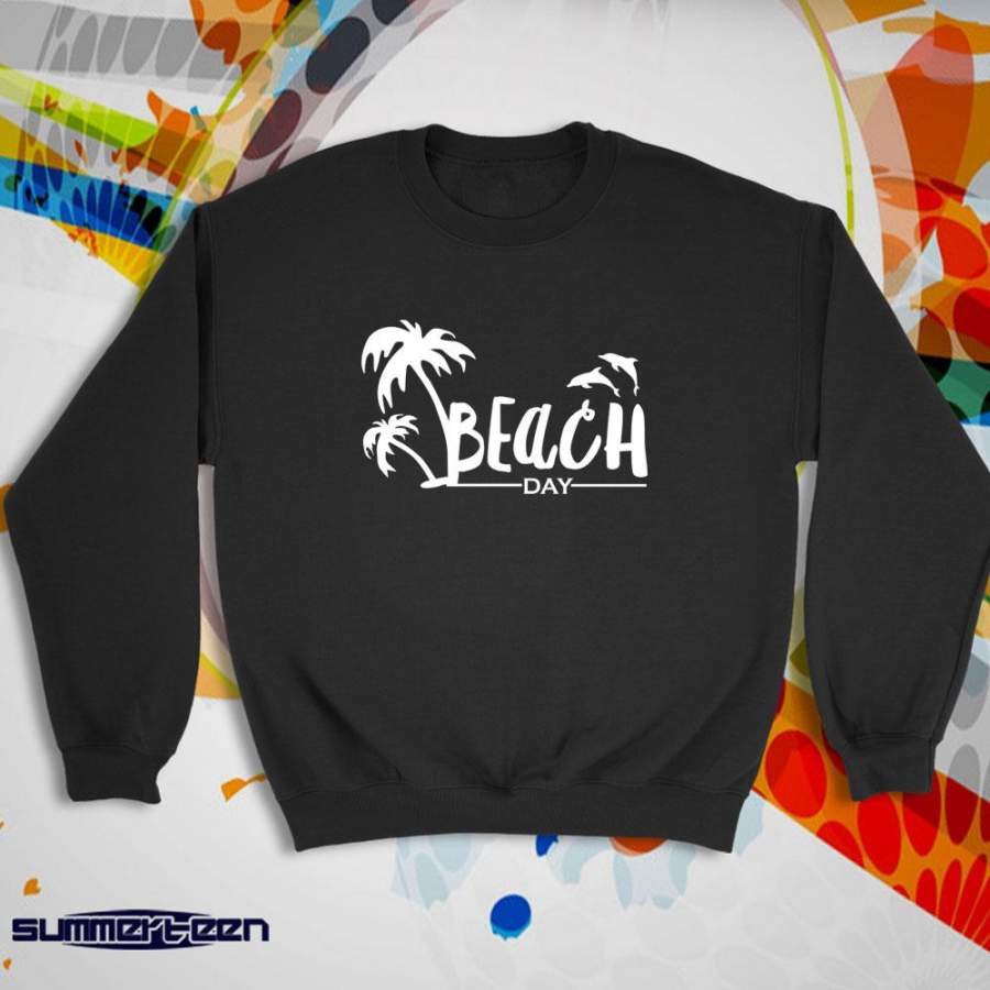 Beach Day Dolphin Palm Tree Women’S Sweatshirt