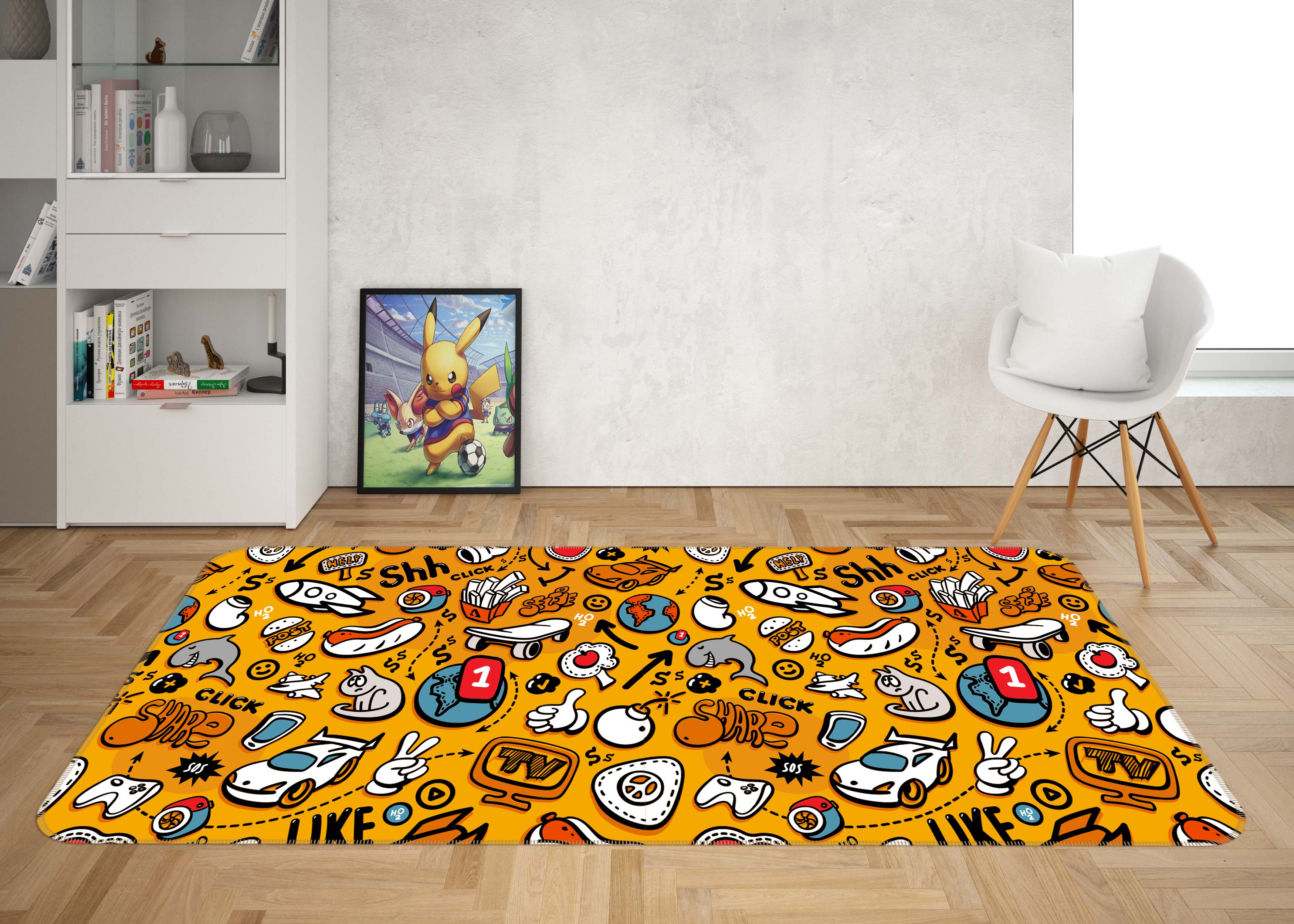 3D Abstract Cartoon Animal Food  Graffiti Wall Non-Slip Rug Mat A711 Lqh