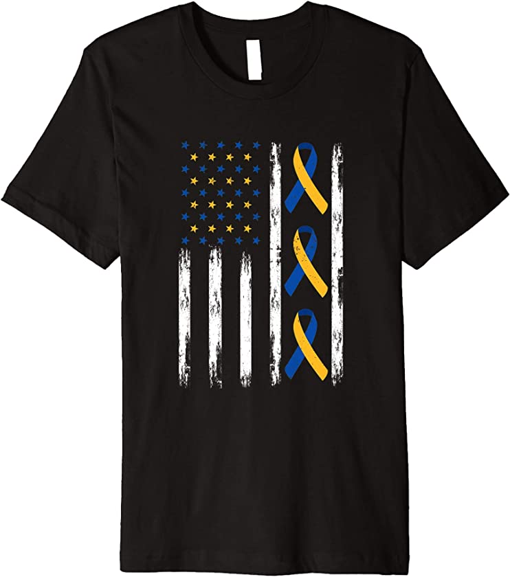 Vintage Usa Flag Down Syndrome Awareness For Men Women Kids Premium T-Shirt