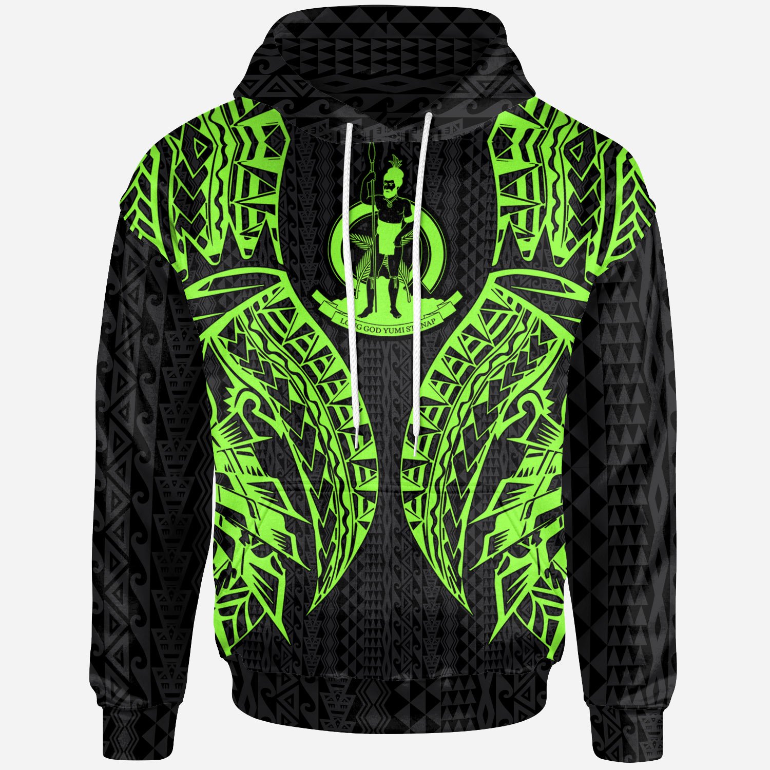 Vanuatu Hoodie – Polynesian Lion Head Green Style – BN39