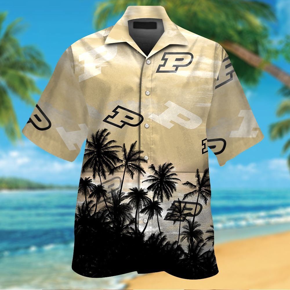 Purdue Boilermakers Short Sleeve Button Up Tropical Hawaiian Shirt Ver09