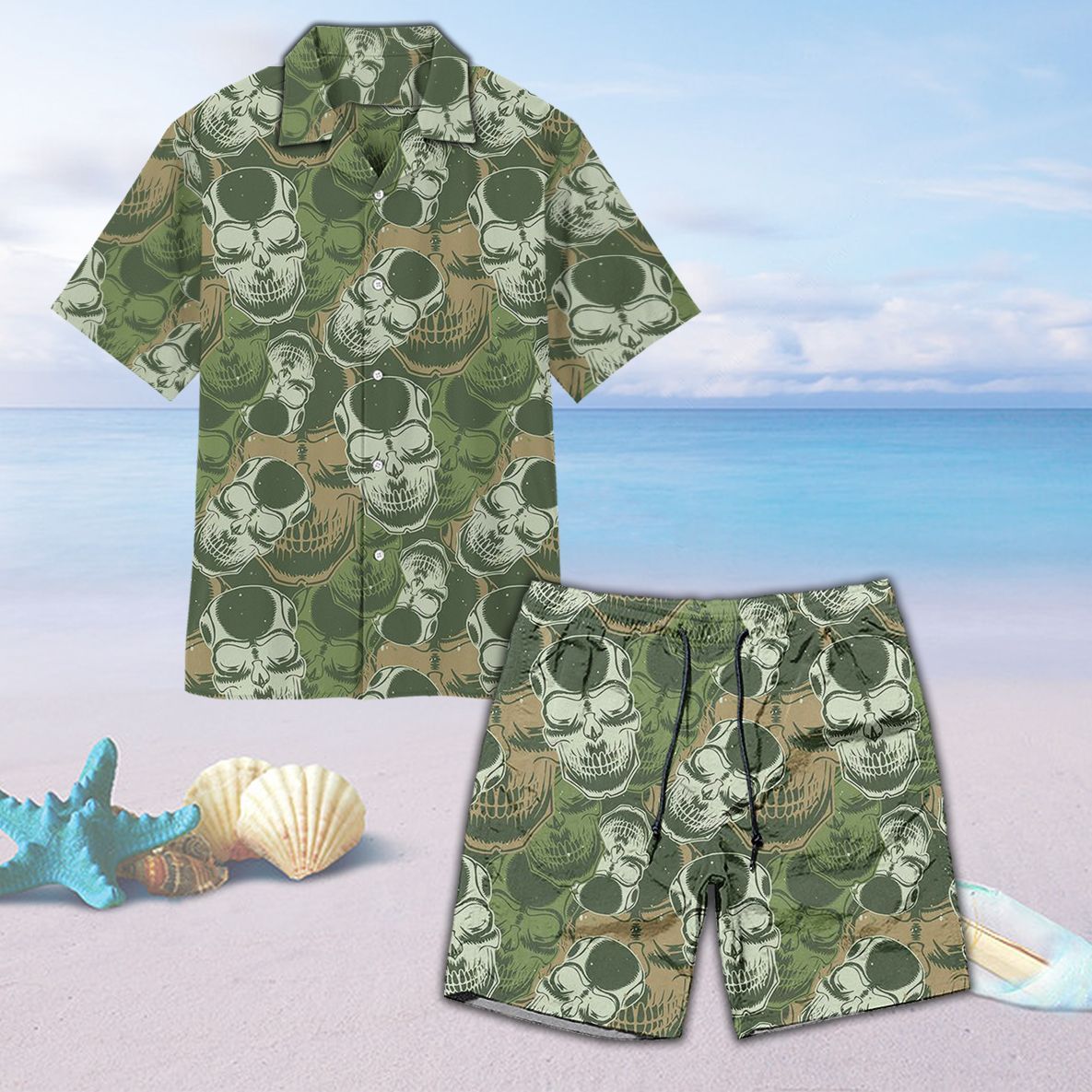 Skull Camouflage Hawaiian Beach Short Ha64393