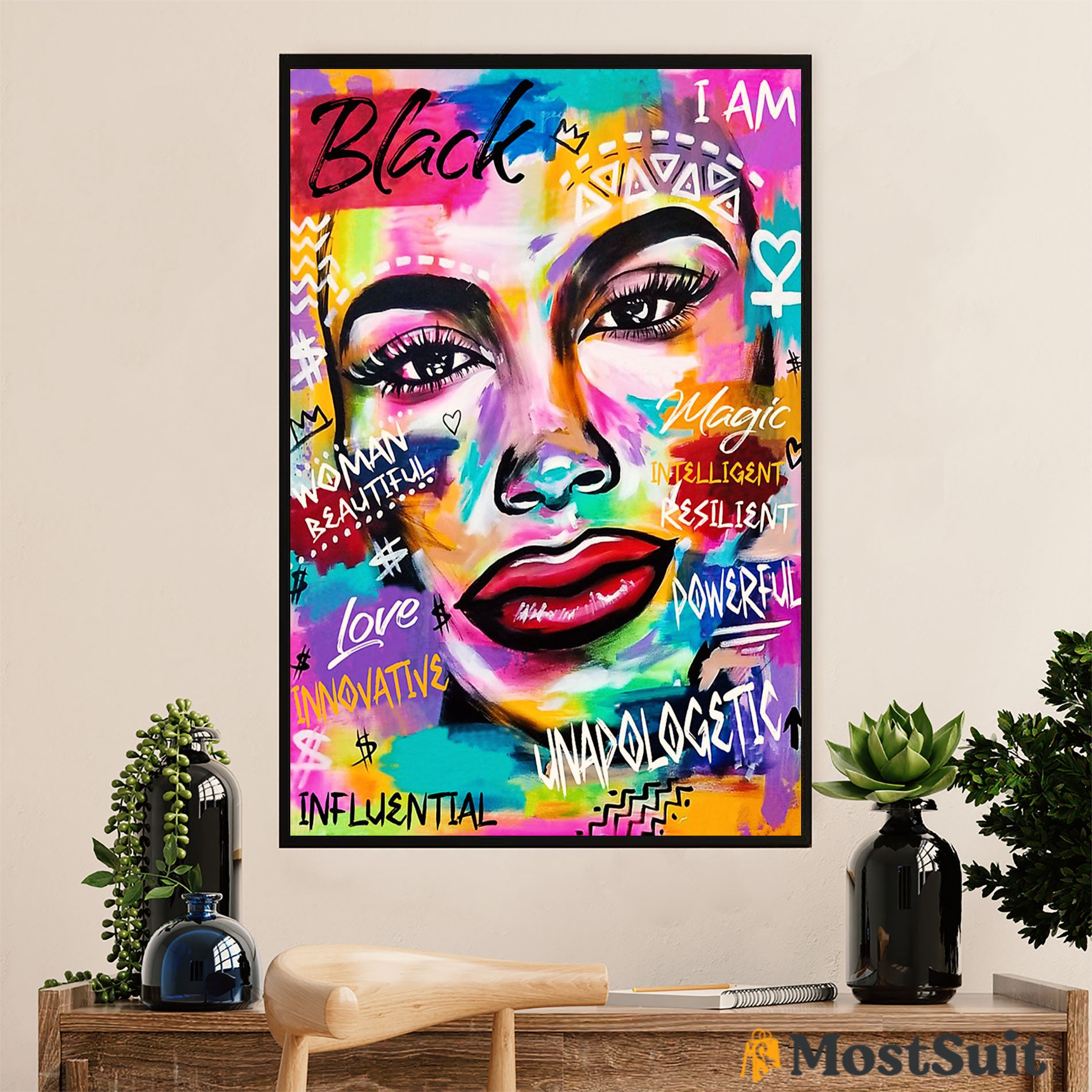 African American Afro Poster | Gift For Black Girl | Juneteenth Day Room Wall Art – Colorful Woman Beautiful