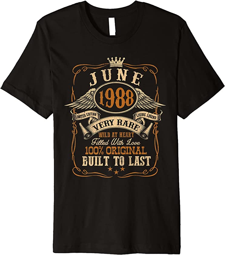 Vintage June 1988 Shirt 33 Years Old 33rd Birthday Gift Premium T-Shirt