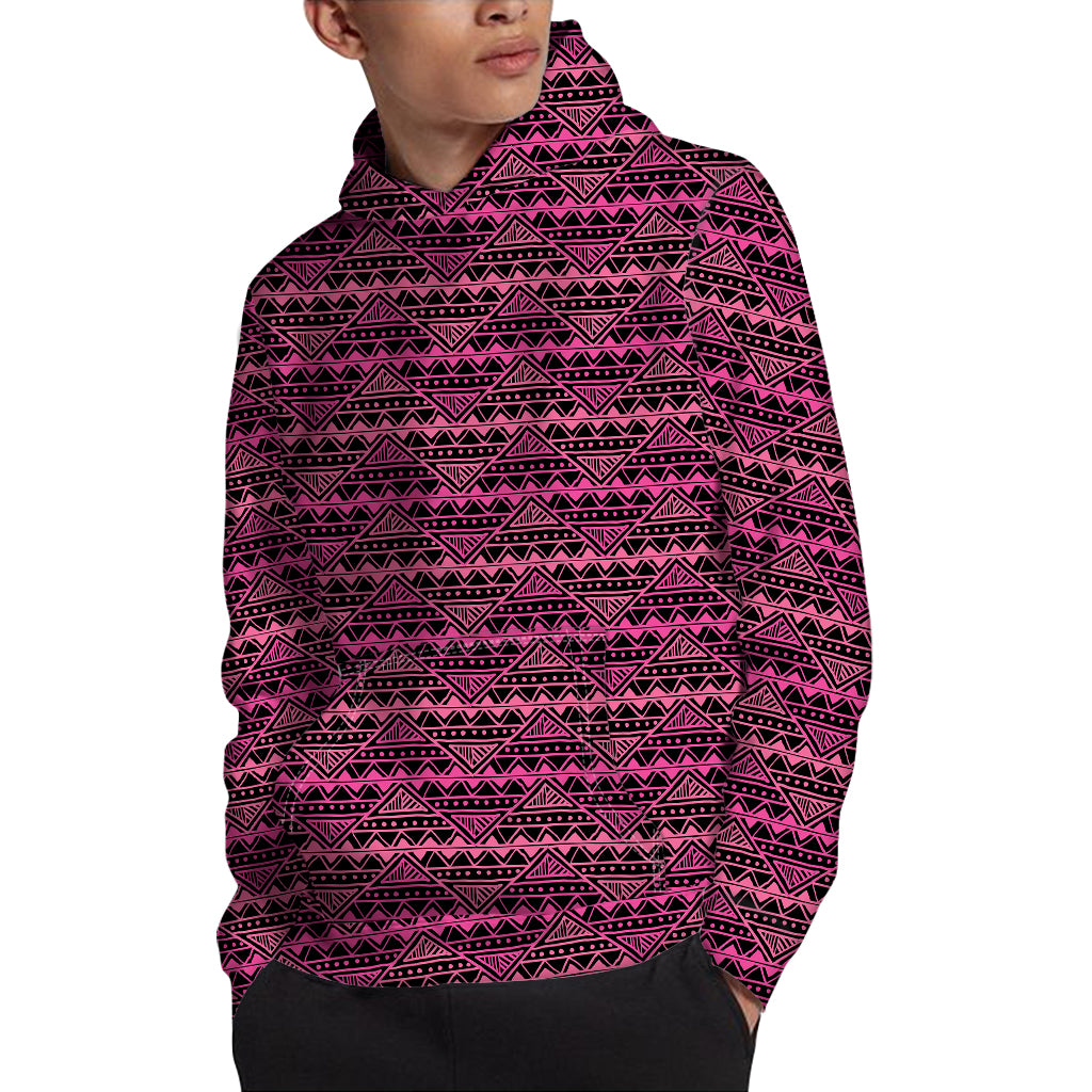 Pink African Ethnic Pattern Print Pullover Hoodie