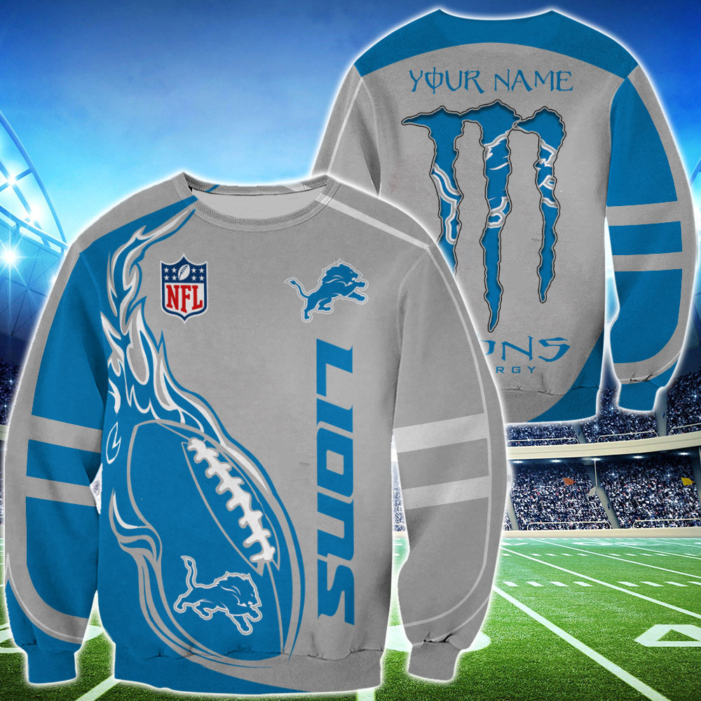 Monster Energy Detroit Lions Sweatshirt Custom Name