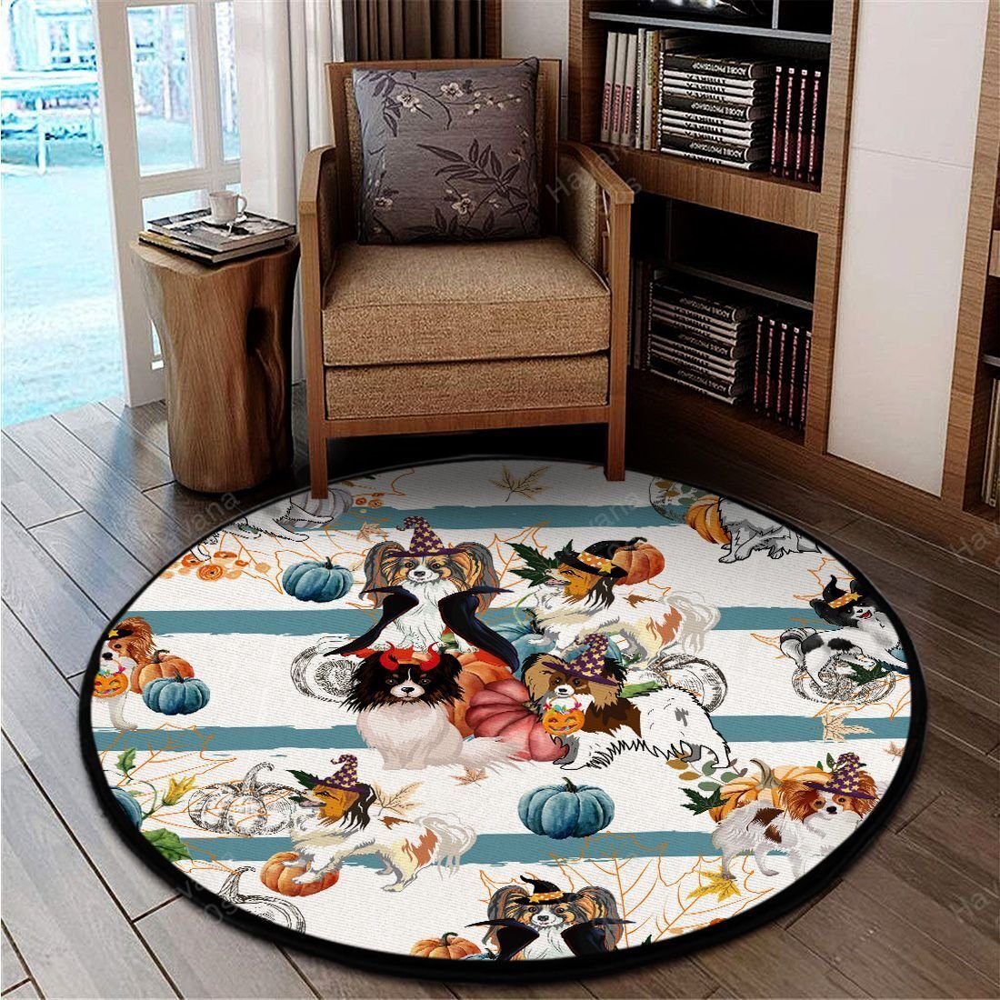 Papillon Rug Halloween Pumpkin Retro