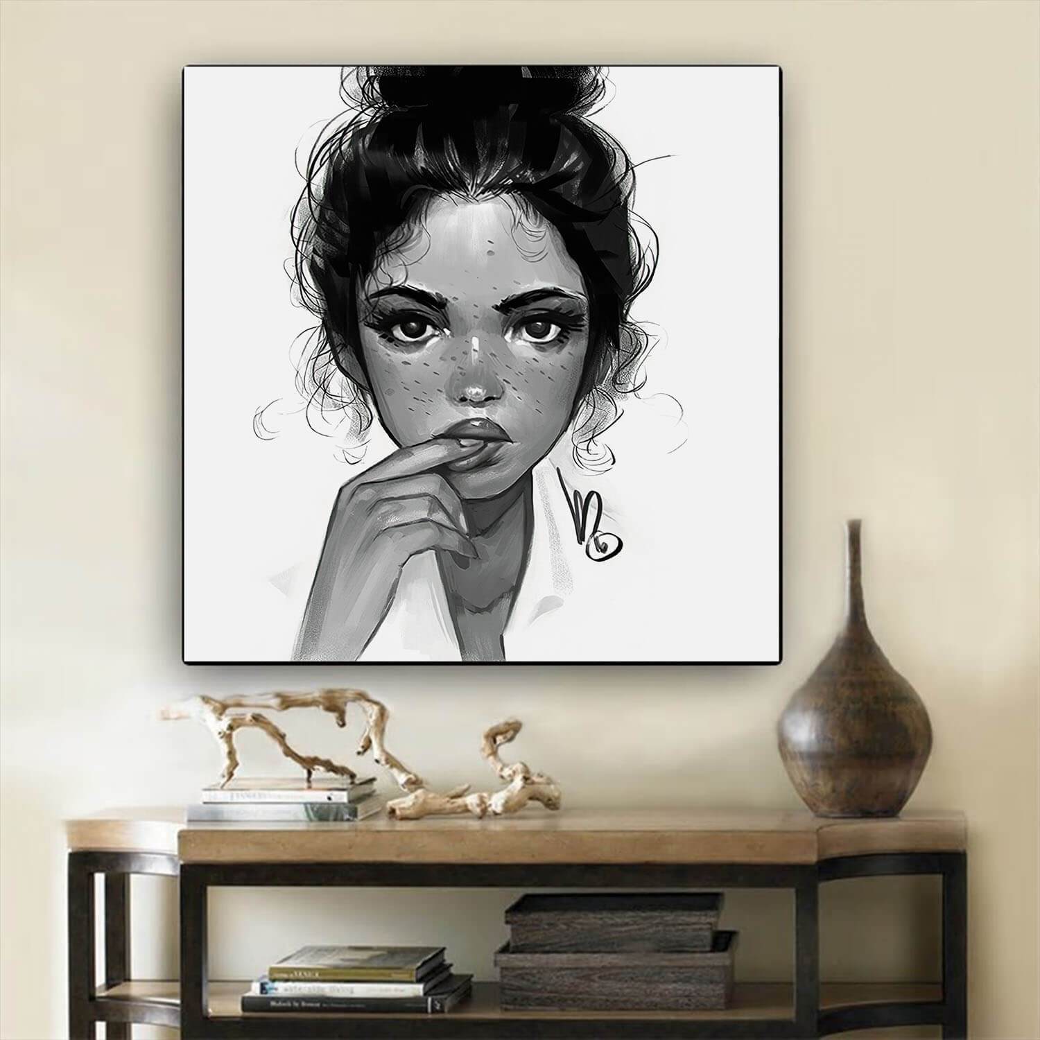 African American Canvas Art Beautiful Melanin Poppin Girl African Black Art Afrocentric Home Decor BPS39360